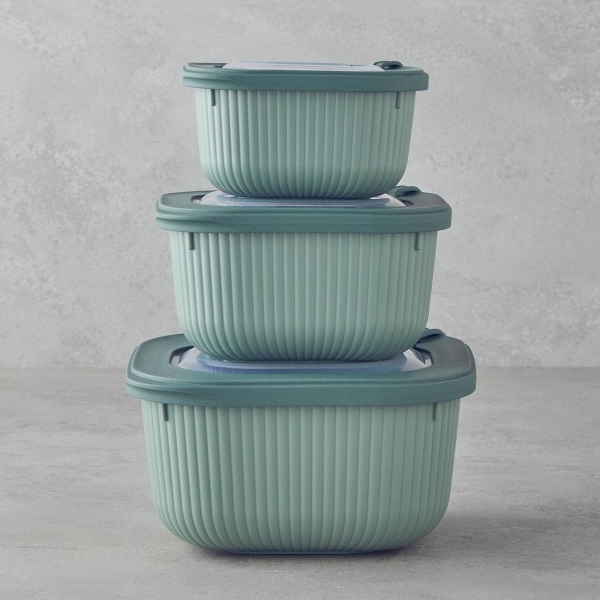 Elio Plastic Storage Container 600,1100,1800 ml Green