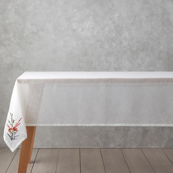 Chimera Polyester Tablecloth 150x200 cm White - Red