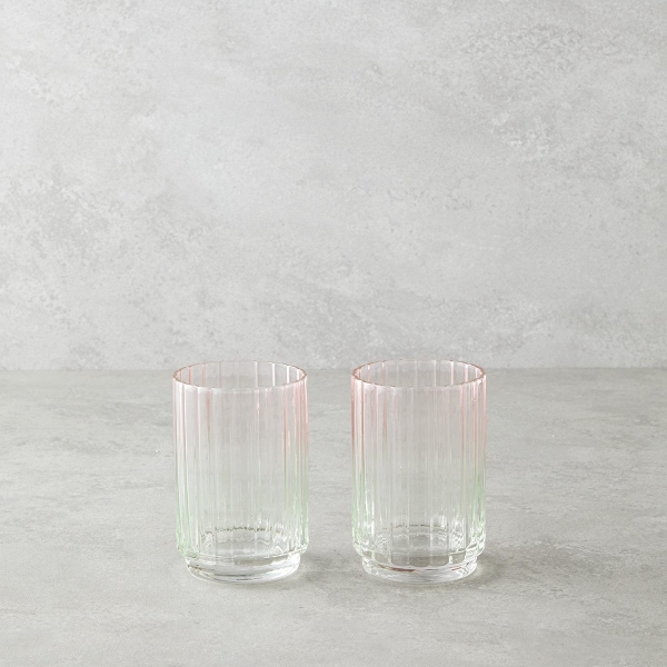 Glimmer Glass 2-Piece Cups  400 ml Pink - Green