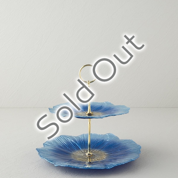Sunflower Glass Tiered Service 21x28 cm Blue