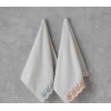 Artistic Leafy Cotton Embroidered Face Towel 50x80 cm Ecru-Yellow
