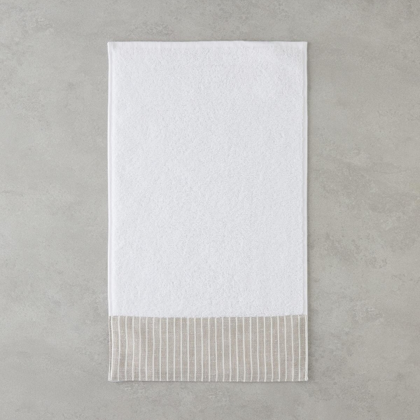 Natural Stripe Cotton Hand Towel 30x50 cm White