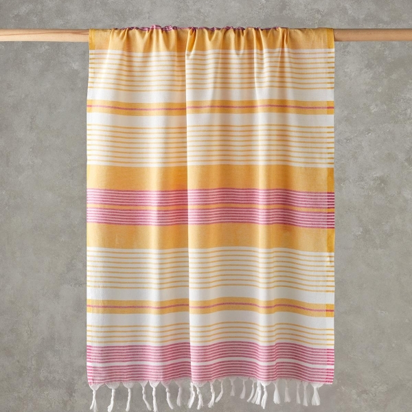 River Regenerated Striped Peshtemal 90x150 cm Yellow-Fuchsia