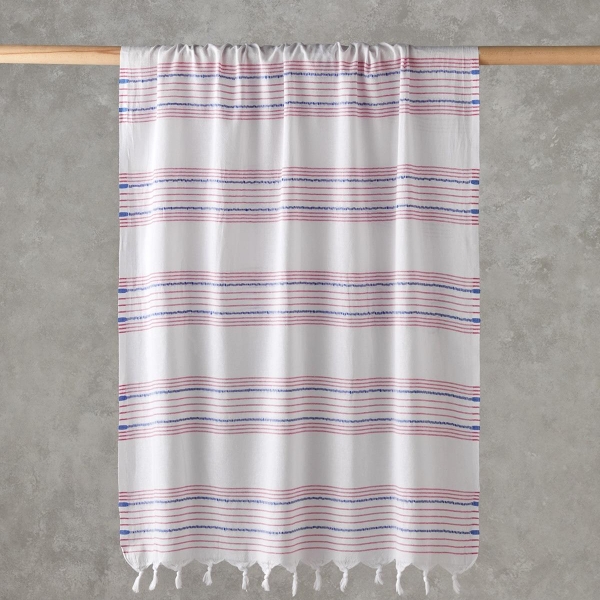 Mayra Regenerated Striped Peshtemal 90x150 cm Fuchsia-Blue