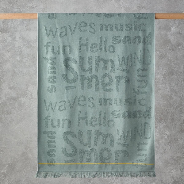 Dynamic Word Cotton Beach Towel 70x140 cm Sage