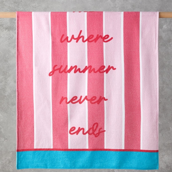 Funny Stripe Cotton Printed Beach Towel 90x150 cm Pink