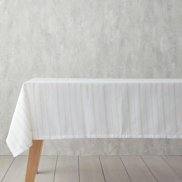 Flossy Polyester Tablecloth 150x200 cm White - Beige