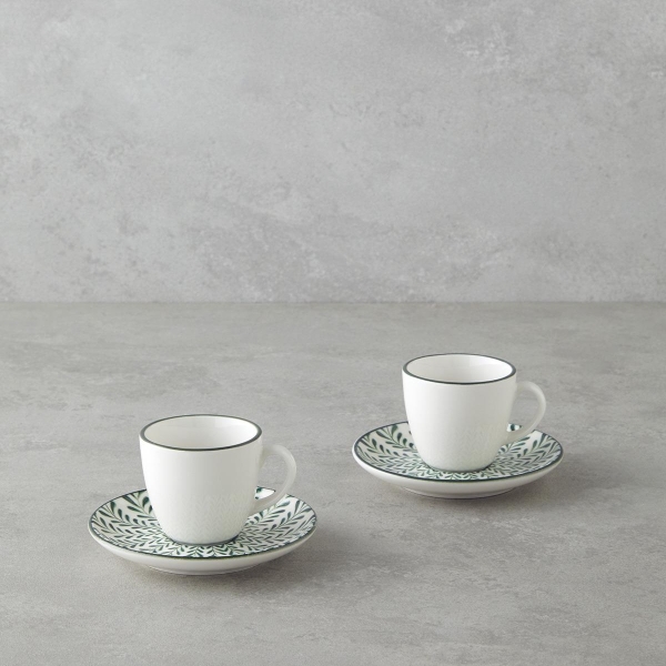 Winsome Bone Porcelain 4 Piece Coffee Cup Set for 2 People 90 ml Green