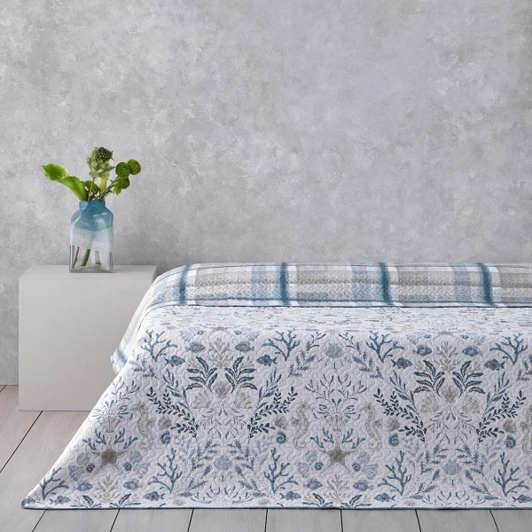 Underwater Melody King Size Multi-Purpose Bedspread 240x220 cm Seledon