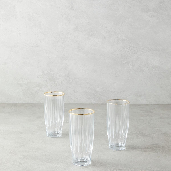 Mirage Glass 3-Piece Cups 315 ml Transparent-Gold