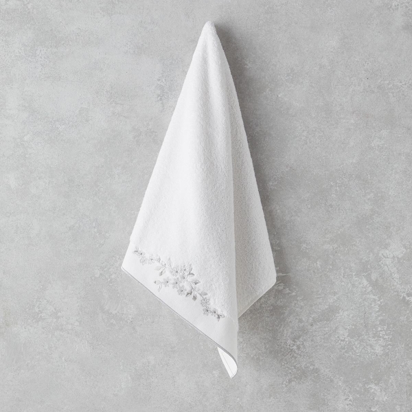 Lisa Cotton Embroidered Face Towel 50x90 cm White