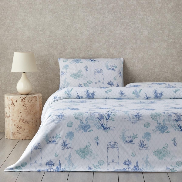 Coastal Allure Cotton Double Duvet Cover Set 200x220 cm Blue - Green