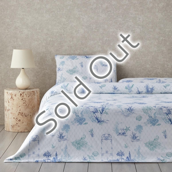 Coastal Allure Cotton Double Duvet Cover Set 200x220 cm Blue - Green