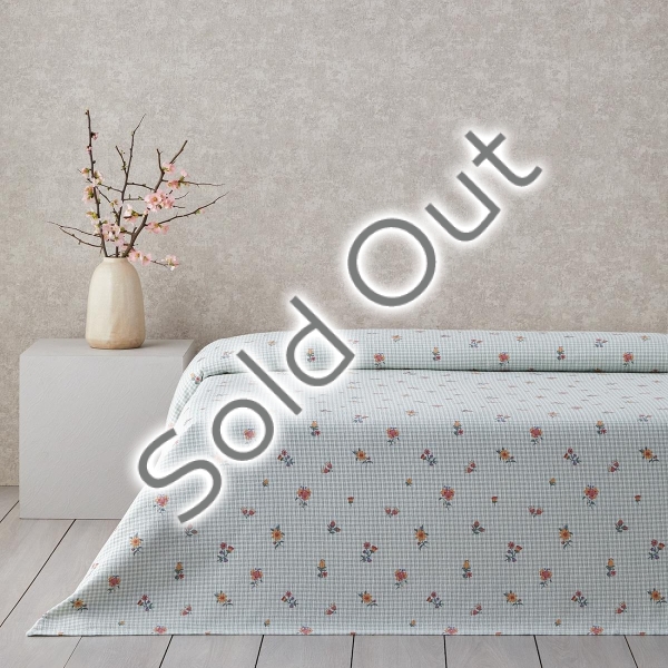 Floral Plaid Printed Cotton Single Pike 150x220 cm Green
