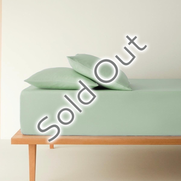Plain Cotton King Size Fitted Sheet Set 180x200 cm Heritage Green