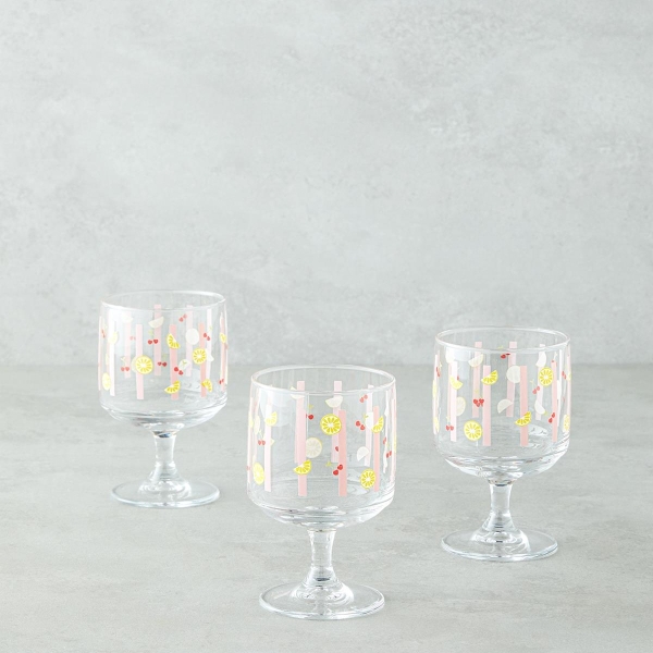 Cherrylim Glass 3-Piece Cup - Ice Cream Bowl 300 ml Colored
