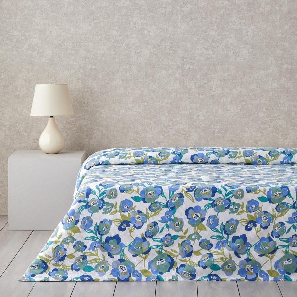 Summer Blooms Printed Cotton Single Pike 150x220 cm Blue