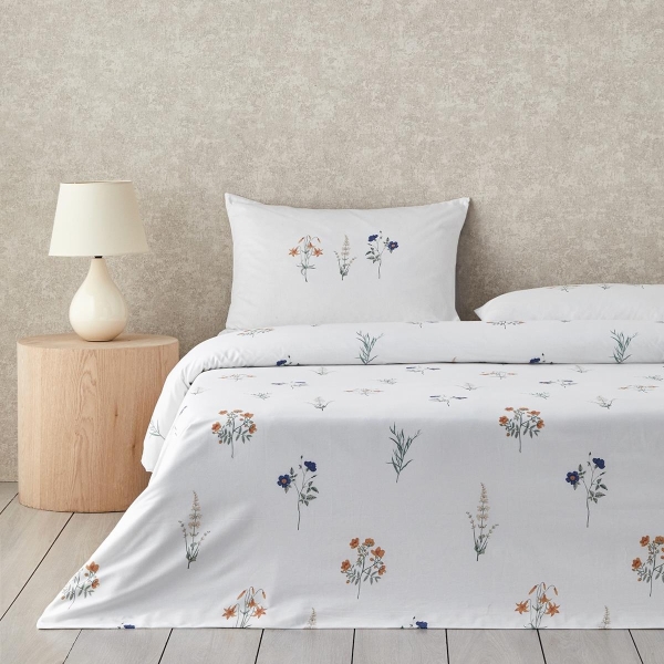 Meadow Magic Cotton Single Duvet Cover Set 160x220 cm Orange-Blue
