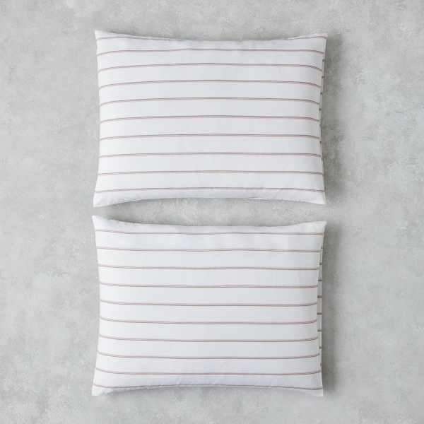 Serene Stripes Cotton 2-Piece Pillowcase 50x70 cm Pink