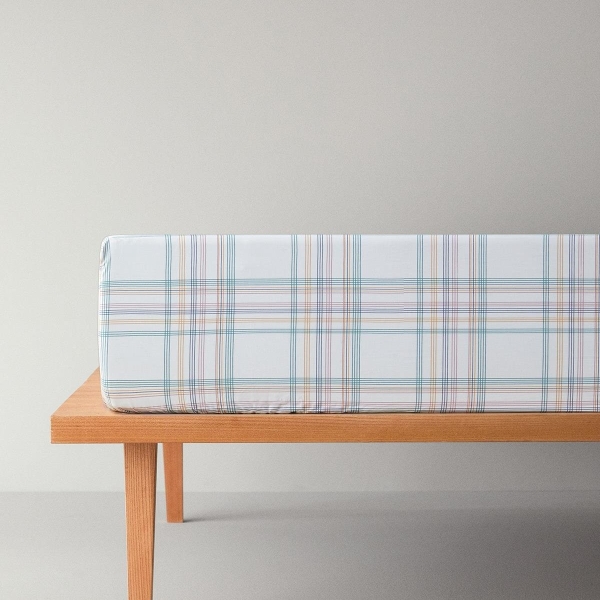 Spectrum Line Cotton Double Fitted Sheet 160x200 cm Green-Blue