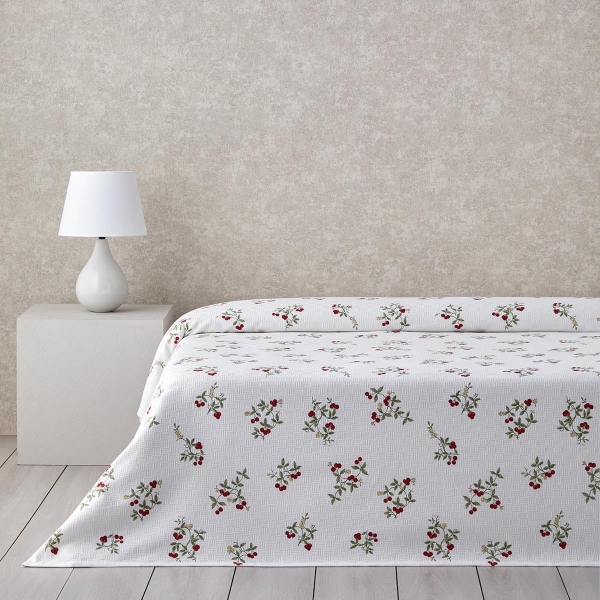 Cherry Blossom Printed Cotton Double Pike 200x220 cm Red