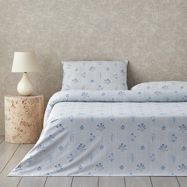 Seaside Blossom Cotton Double Duvet Cover Set 200x220 cm Green