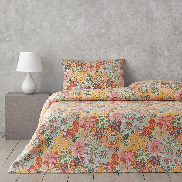Charming Blossoms Easy Iron Single Duvet Cover Set 160x220 cm Pink - Orange