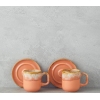 Alicent Ceramic 4 Piece Double Coffee Cup Set for 2 People 150 ml Light Orange