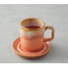 Alicent Ceramic 4 Piece Double Coffee Cup Set for 2 People 150 ml Light Orange