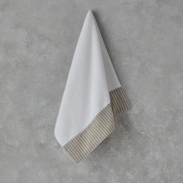 Natural Stripe Cotton Face Towel 50x90 cm White
