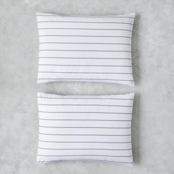 Serene Stripes Cotton 2-Piece Pillowcase 50x70 cm Navy Blue