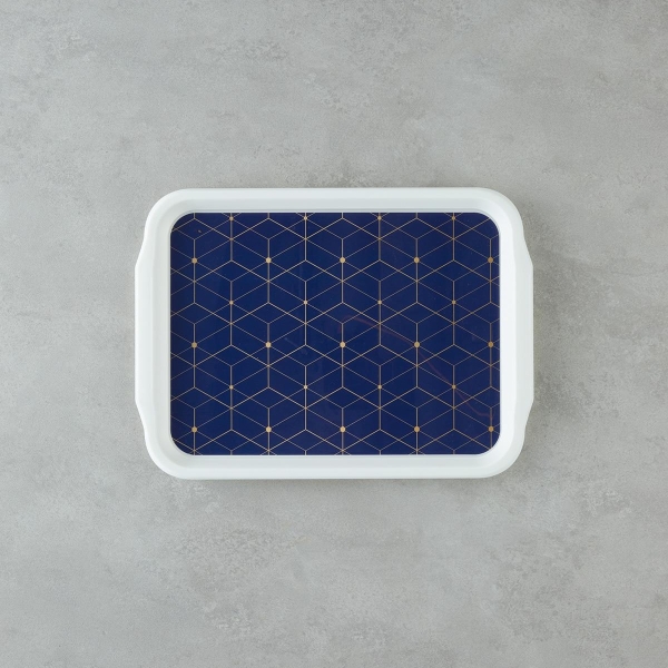 Geometric Glow PP Non-Slip Tray 34x25 cm Navy Blue – Gold