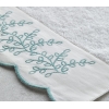 Artistic Leafy Cotton Embroidered Face Towel 50x80 cm Ecru - Green