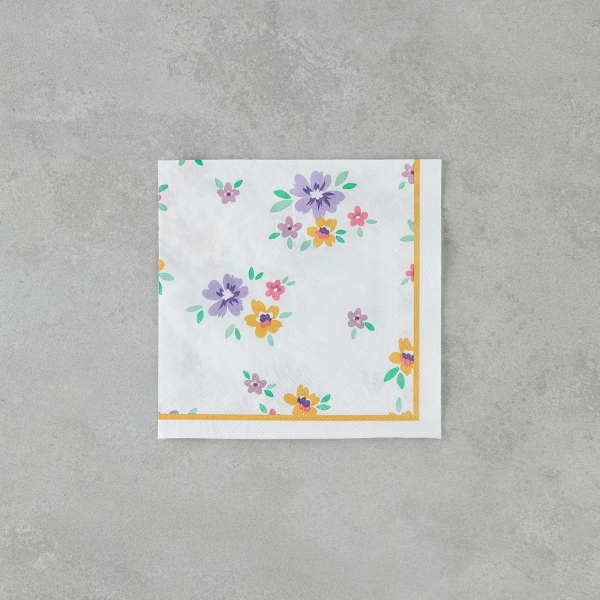 Floral 20-Pieces Paper Napkin 33x33 cm White