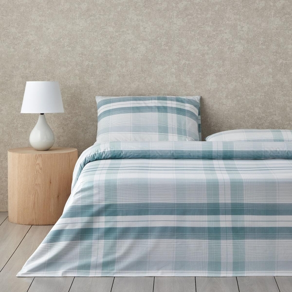 Modern Check Cotton Double Duvet Cover Set 200x220 cm Green