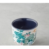 Artistic Flower Ceramic 2-Piece Cup 270 ml Navy Blue