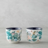 Artistic Flower Ceramic 2-Piece Cup 270 ml Navy Blue