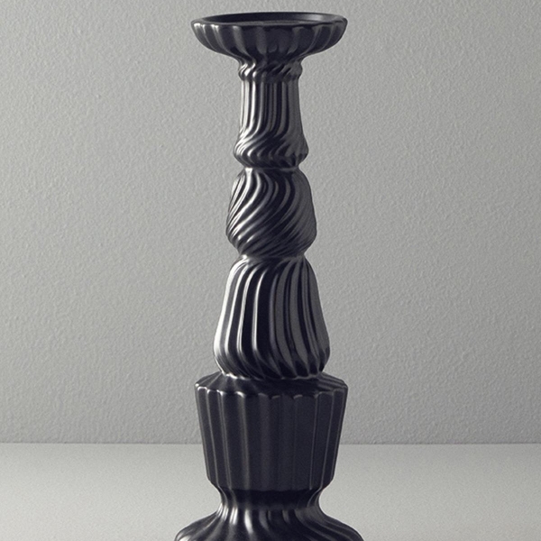Crown Ceramic Candle Holder 15x15x43 cm Anthracite