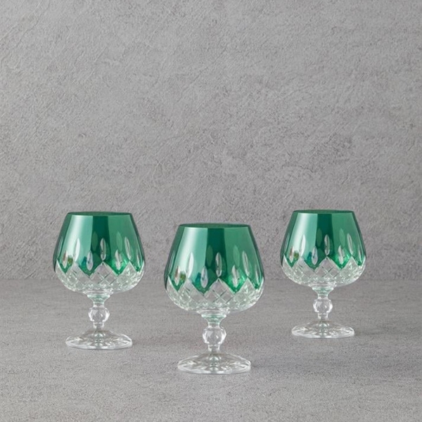 Valeria Glass 3-Piece Cups 250 ml Green