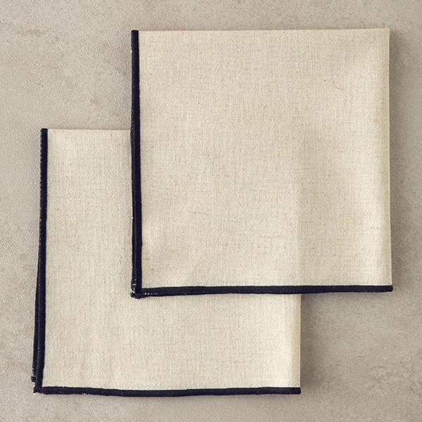 Modern Linen Cotton Set of 2 Guest Napkins Cream