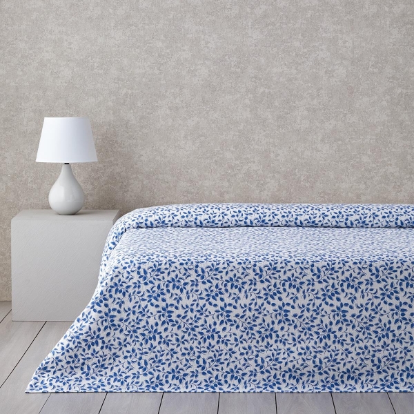Leaf Harmony Printed Cotton Single Pike 150x220 cm Navy Blue