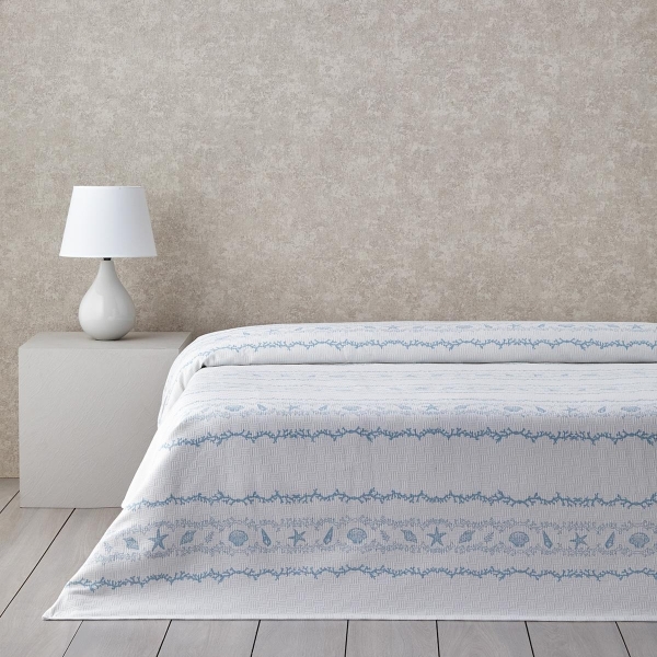 Submarine Treasures Printed Cotton Single Pike 150x220 cm Blue