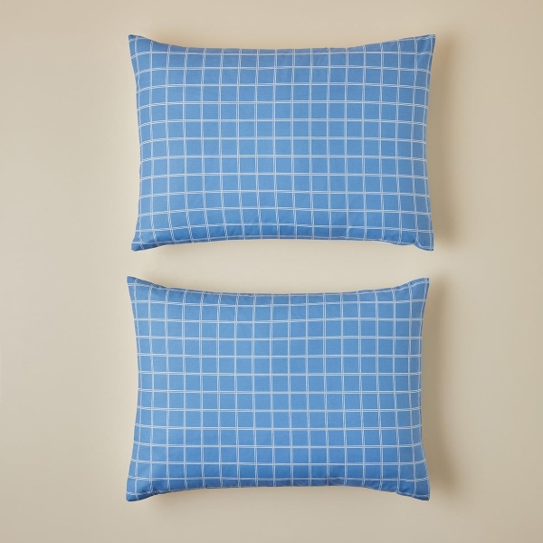 Plaid Zone Cotton 2-Piece Pillowcase 50x70 cm Blue