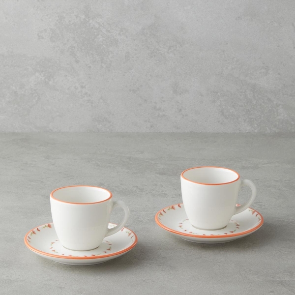 Belle Bone Porcelain 4 Piece Coffee Cup Set for 2 People 90 ml Colorful