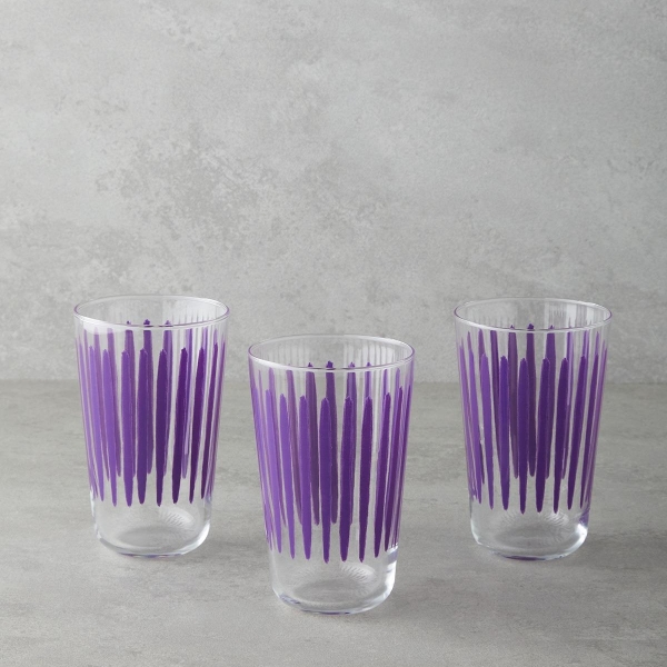 Dynamic Glass 3-Piece Cups 400 ml Purple