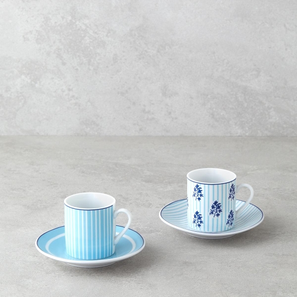 Rapture Porcelain 4 Piece Coffee Cup Set for 2 People 80 ml Blue