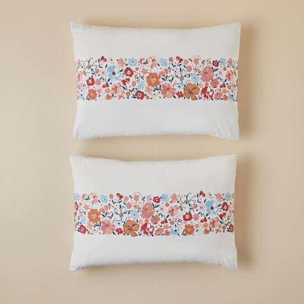 Vintage Floral Easy Iron 2-Piece Pillowcase 50x70 cm Pink