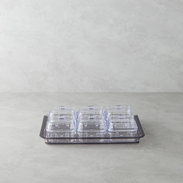 Axel Acrylic 6 Compartment Breakfast Bowl 25x35 cm Anthracite