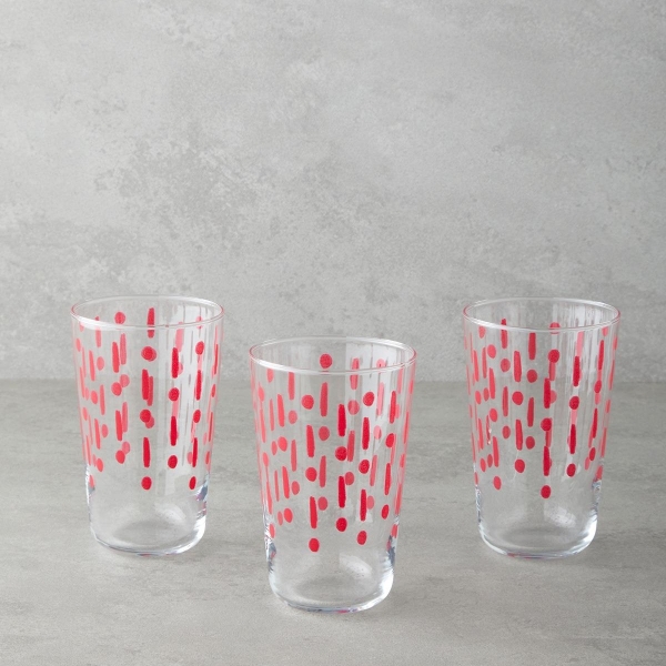 Fusion Glass 3-Piece Cups 400 ml Pink