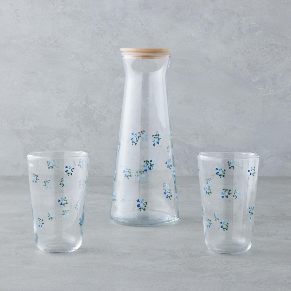 Bloom Glass 3 Piece Water Set 1150 ml + 400 ml Blue